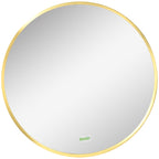Kleankin Round Bathroom Mirror with Aluminum League wall frame, Ã˜50x2cm, gold - Borgè