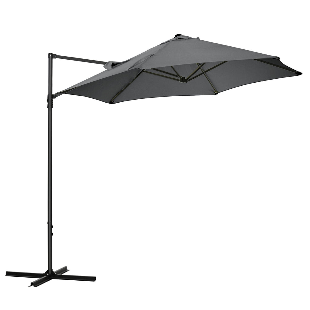 Garden Umbrella 2.6x2.5 m with 360° Rotation and Ventilated Canopy in Grey Polyester - Borge' Group Limited