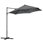 Garden Umbrella 2.6x2.5 m with 360° Rotation and Ventilated Canopy in Grey Polyester - Borge' Group Limited