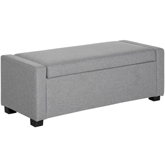 Ottoman Fabric Bench with Fabric Container Compartment, 120x50x44cm - Grey - Borgè