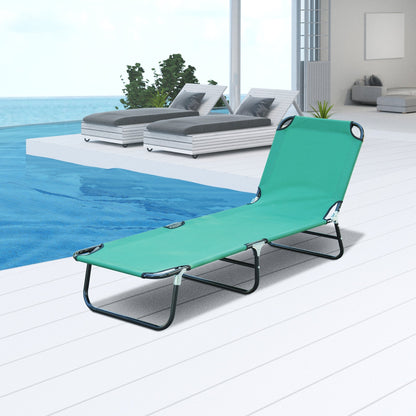 Outsunny folding garden deckchair with reclining backrest on 4 positions, 190x56x28cm, green