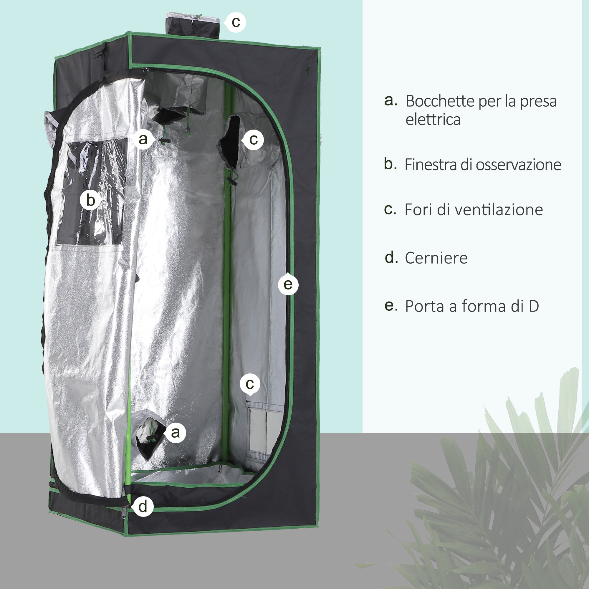 Hydroponic Grow Tent in Mylar and Oxford 600D for Reflecting Light Grow Box Grow Tent 60x60x140 cm - Borge' Group Limited