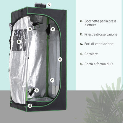 Outsunny Hydroponic Grow Tent Mylar Oxford 600D Reflect Light Grow Box Grow Tent 60x60x140cm - Borgè