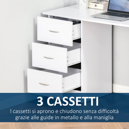 Homcom Modern desk with 3 drawers and shelves in white wooden wood 120x49x72cm - Borgè