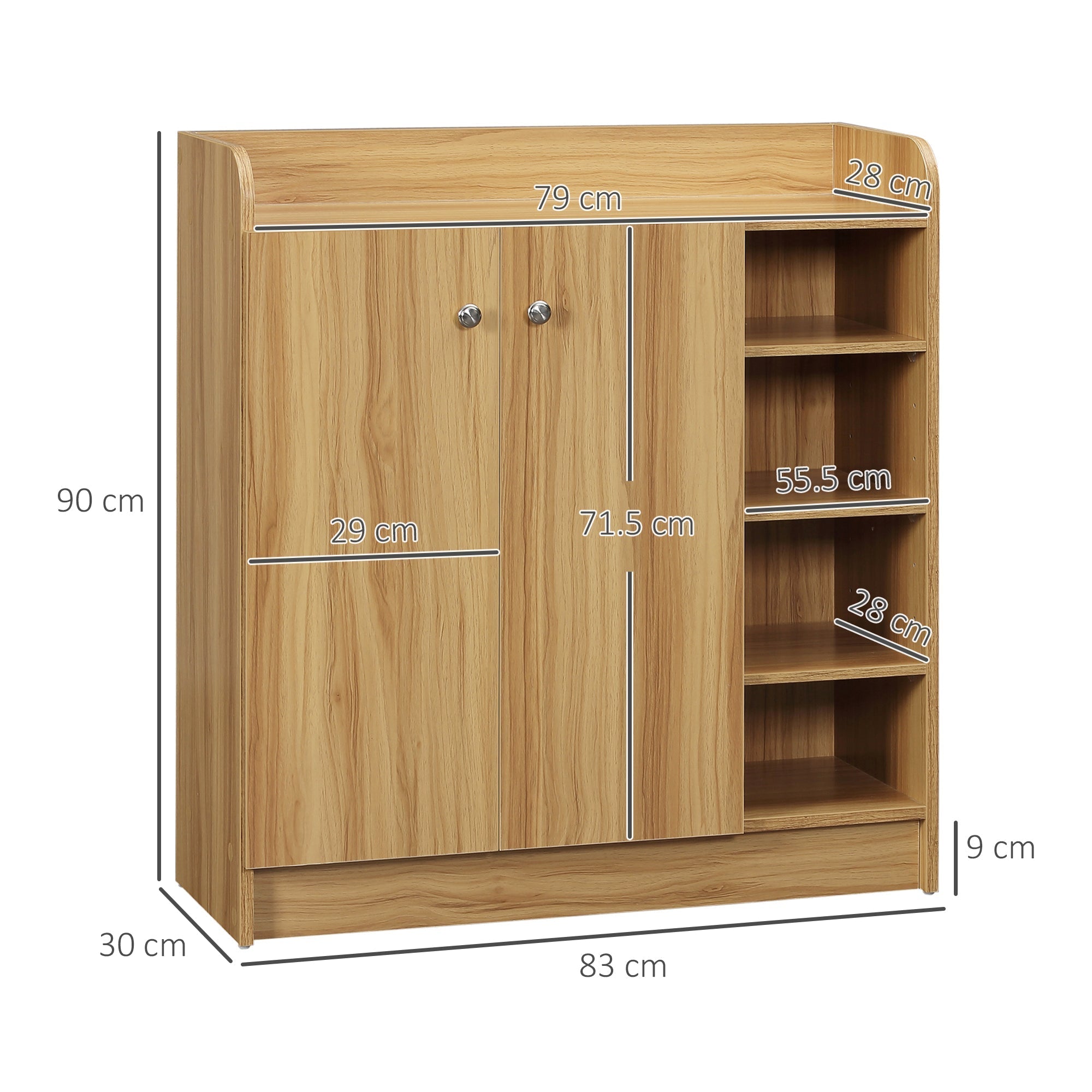 SCANDIO SCANDIZE WRIGHT AND MODERN WOOD FOR 12 PAIA WITH 4 OPEN BOARDS, 83x30x90 cm, clear brown - Borgè