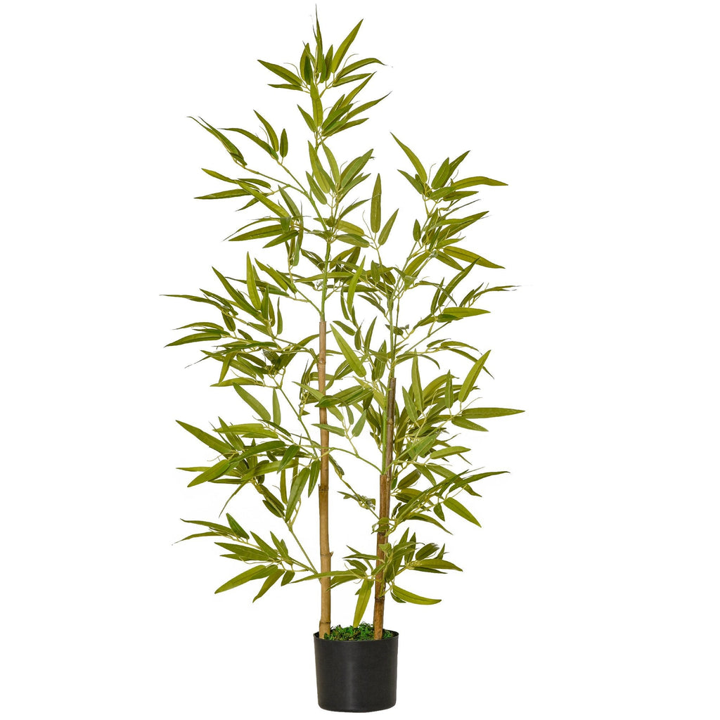 artificial bamboo plant 120cm high with interior and outdoor vase - green - Borgè