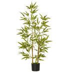 artificial bamboo plant 120cm high with interior and outdoor vase - green - Borgè