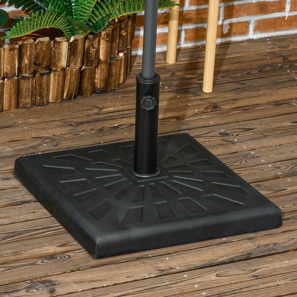 19kg 51x51x32cm Resin and Steel Umbrella Base for Ø32mm, Ø38mm and Ø48mm Poles, Black - Borge' Group Limited