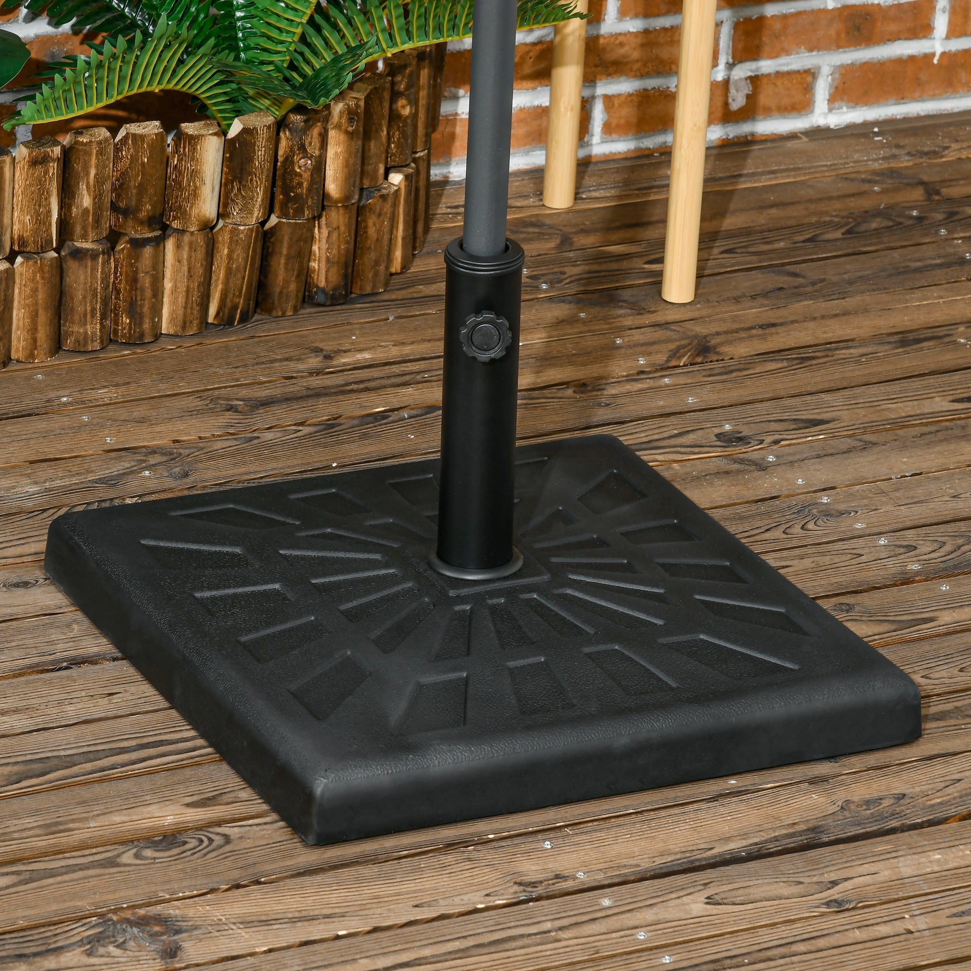 19kg 51x51x32cm Resin and Steel Umbrella Base for Ø32mm, Ø38mm and Ø48mm Poles, Black - Borge' Group Limited