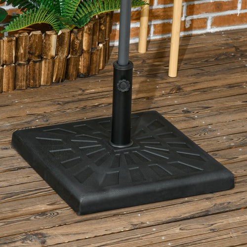 19kg 51x51x32cm Resin and Steel Umbrella Base for Ø32mm, Ø38mm and Ø48mm Poles, Black - Borge' Group Limited
