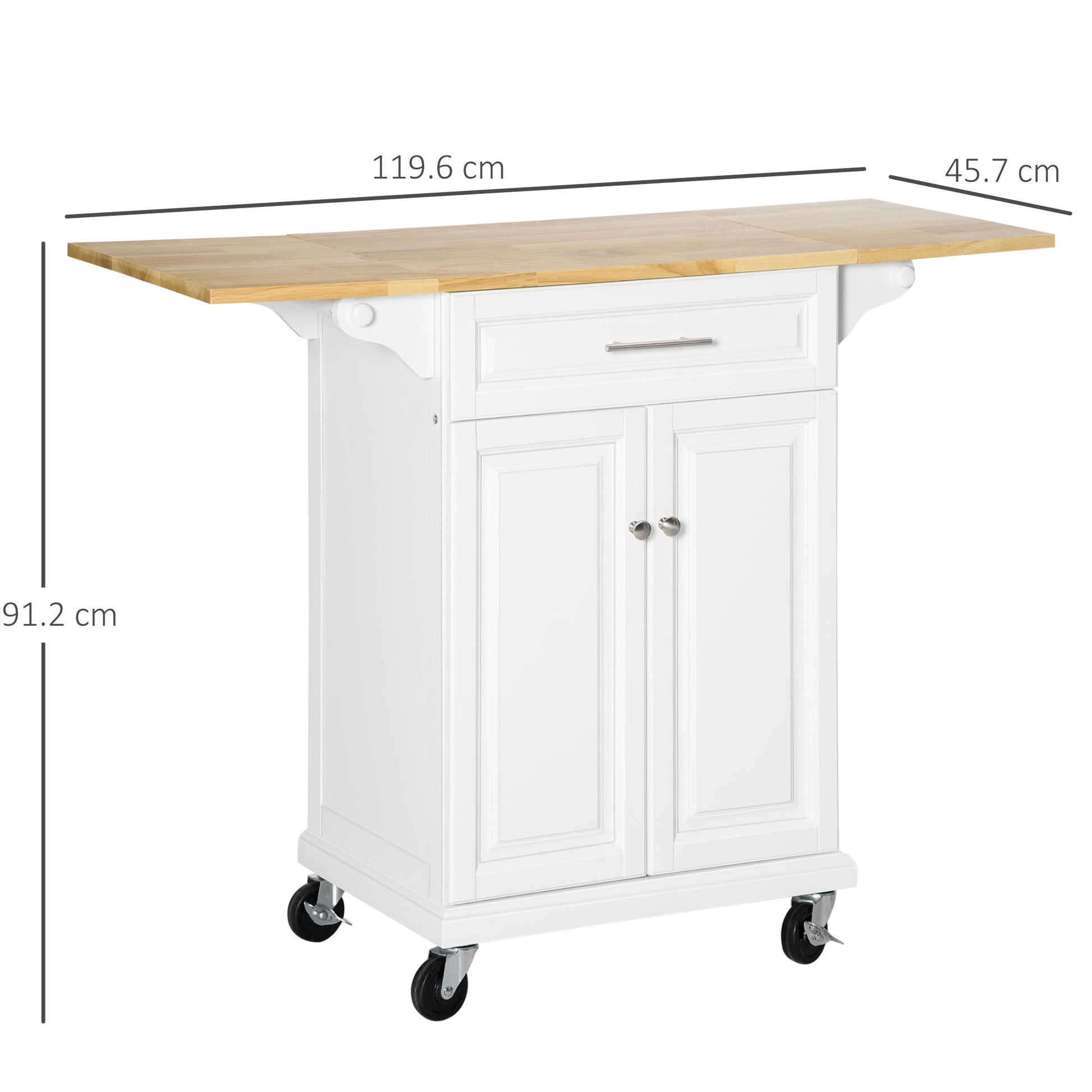 White Wood Expandable Kitchen Trolley - Borgè