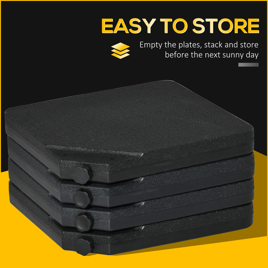 4 -piece umbrella base for umbrella filled with water or sand and connection hooks, black - Borgè