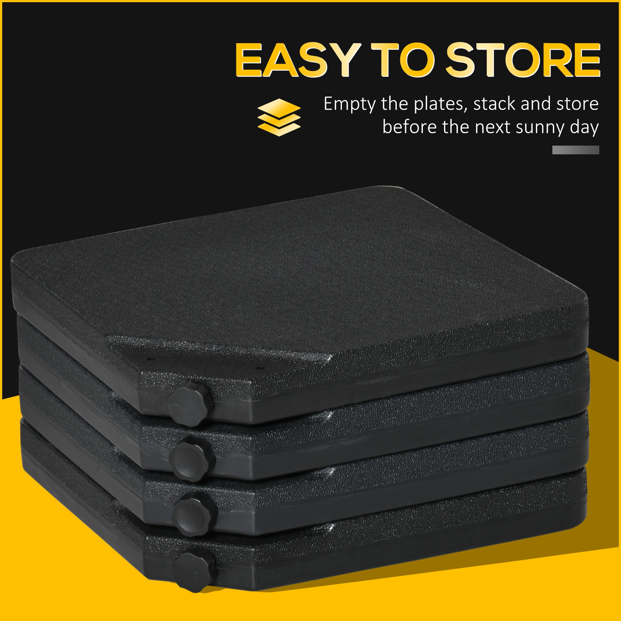 4 -piece umbrella base for umbrella filled with water or sand and connection hooks, black - Borgè