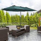 Double Garden Umbrella with Crank Opening, in Steel and Polyester, 455x265x238cm, Dark Green - Borge' Group Limited