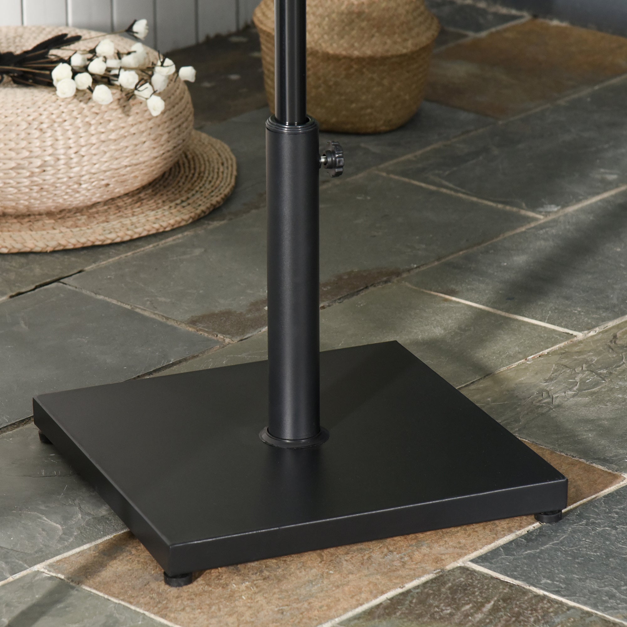 18kg Square Umbrella Base for Ø3/3.5/3.8cm Poles, 45x45x39cm, Black - Borge' Group Limited