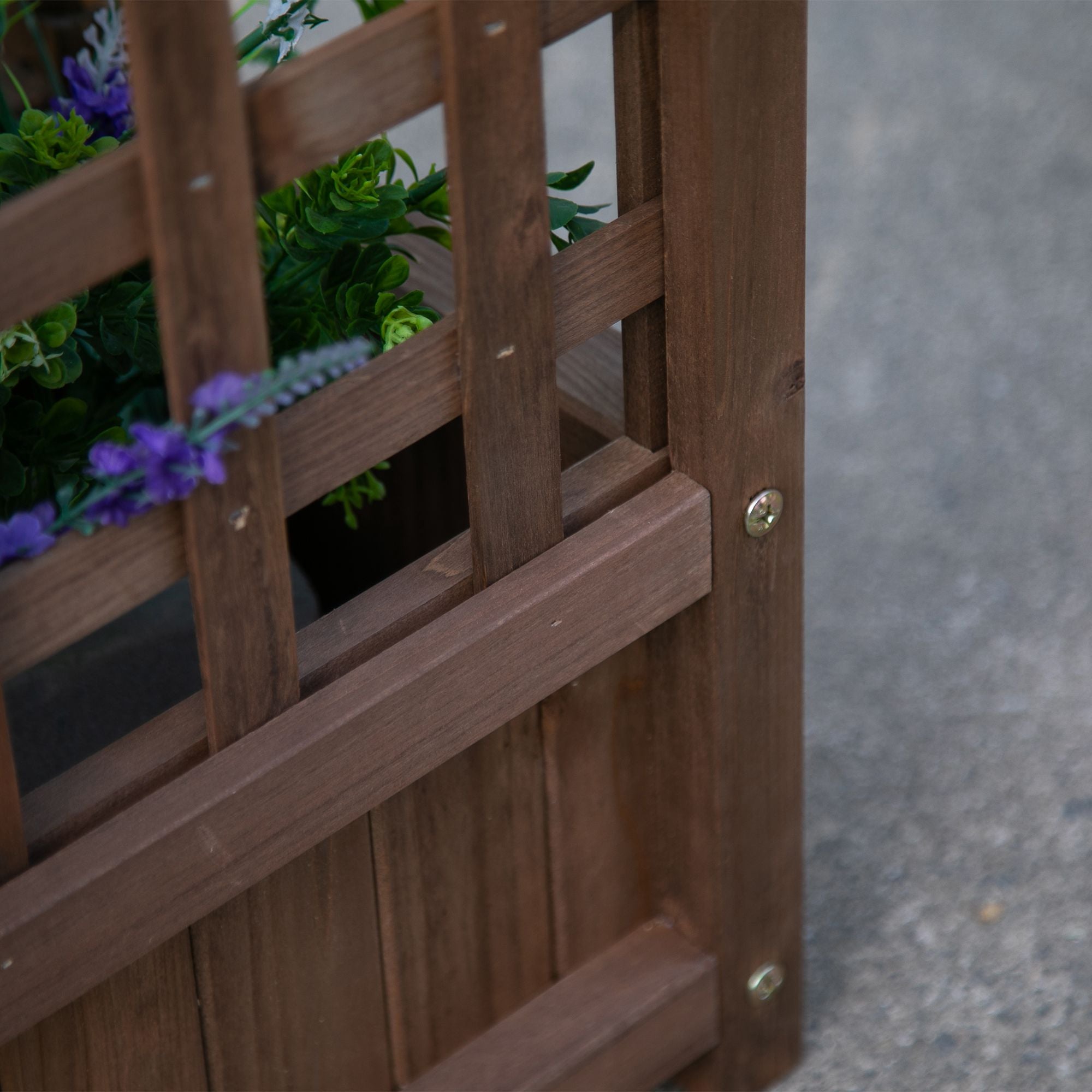 Outsunny Outdoor Wooden Fioriera with grilled for climbing plants, 64x28x120cm, brown - Borgè
