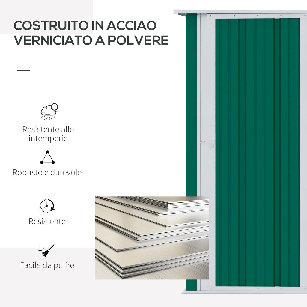Green Garden Steel Tool Shed 142x84x189cm - Borge' Group Limited