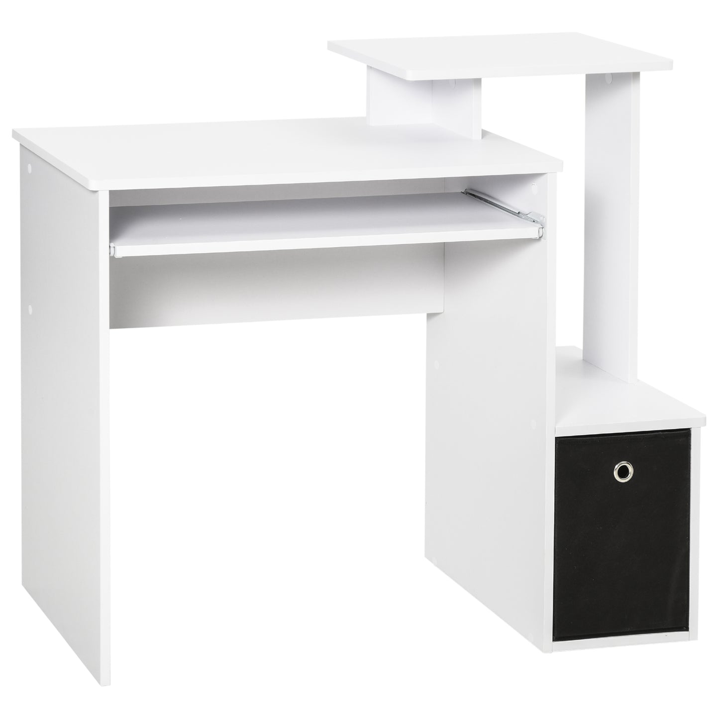 Modern Desk With Keyboard and Fabric Drawer, 100x40x86.6cm, Black and White - Borgè