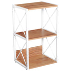 Cabinet shelf bookcase 3 shelves with white steel structure and wooden shelves 44x35x72.5cm - Borgè
