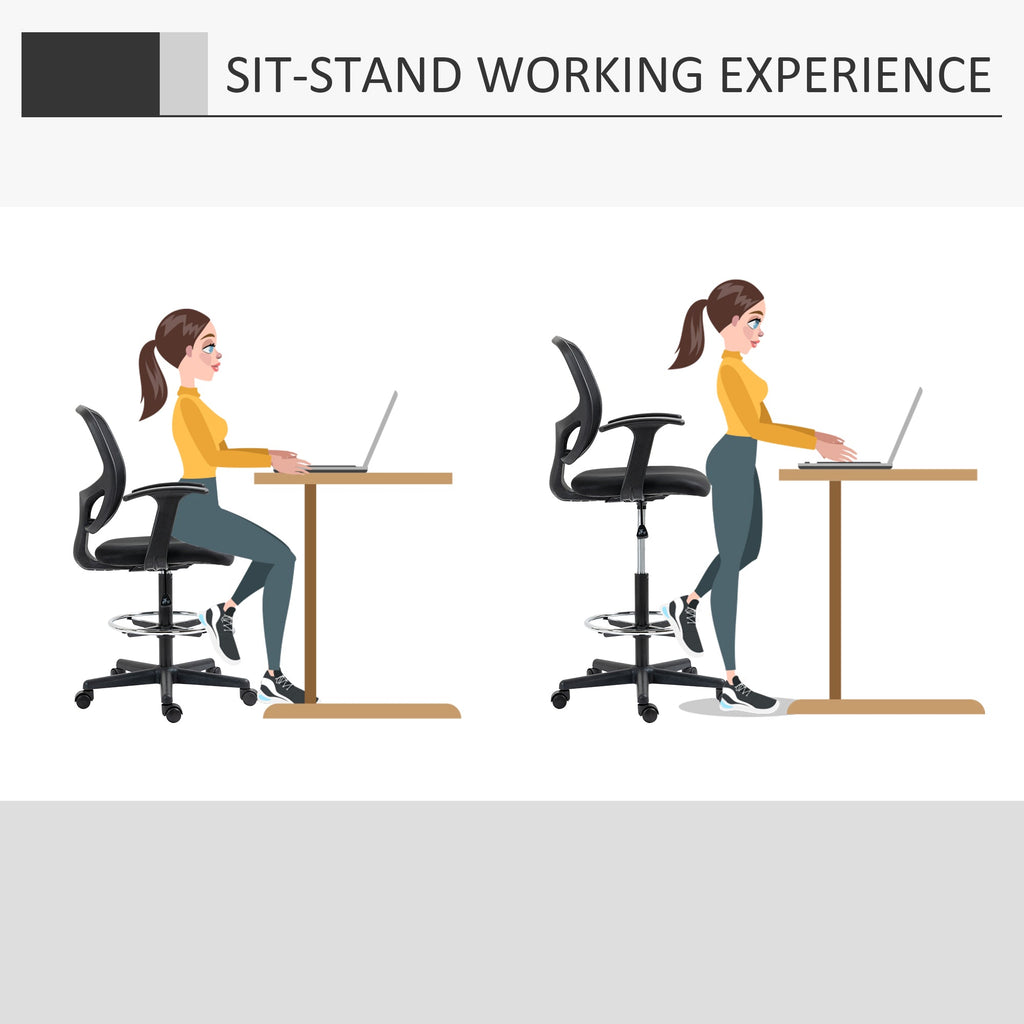 Vent office chair with adjustable height with armrests, wheels and padded seat, 60x56x110-132 cm, black - Borgè