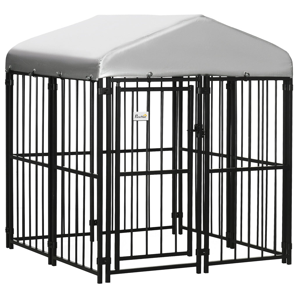 Pawhut Kennel Fence for small and medium -sized dogs, chickens and ducks with roof, 122x122x138cm - Borgè