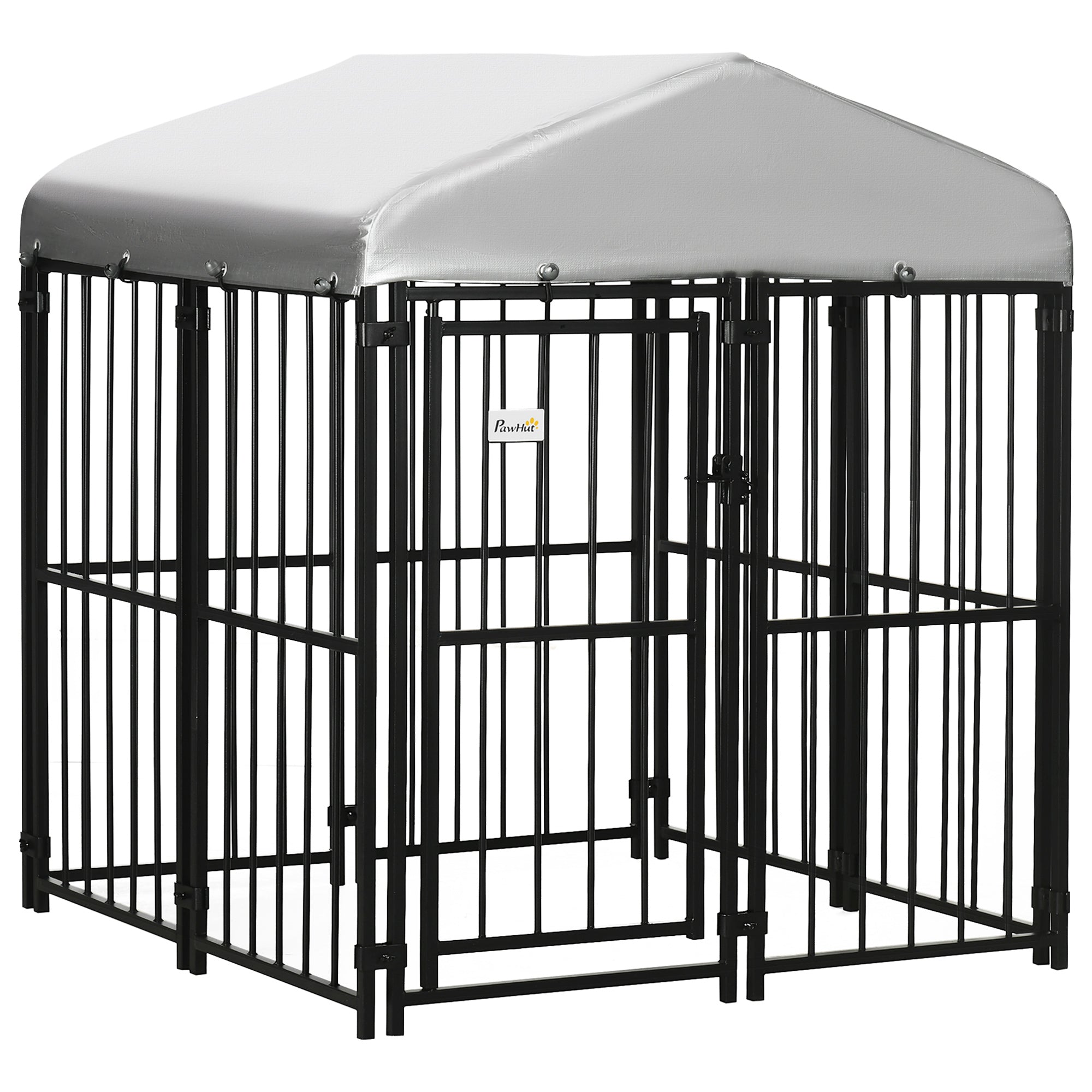 Pawhut Kennel Fence for small and medium -sized dogs, chickens and ducks with roof, 122x122x138cm - Borgè