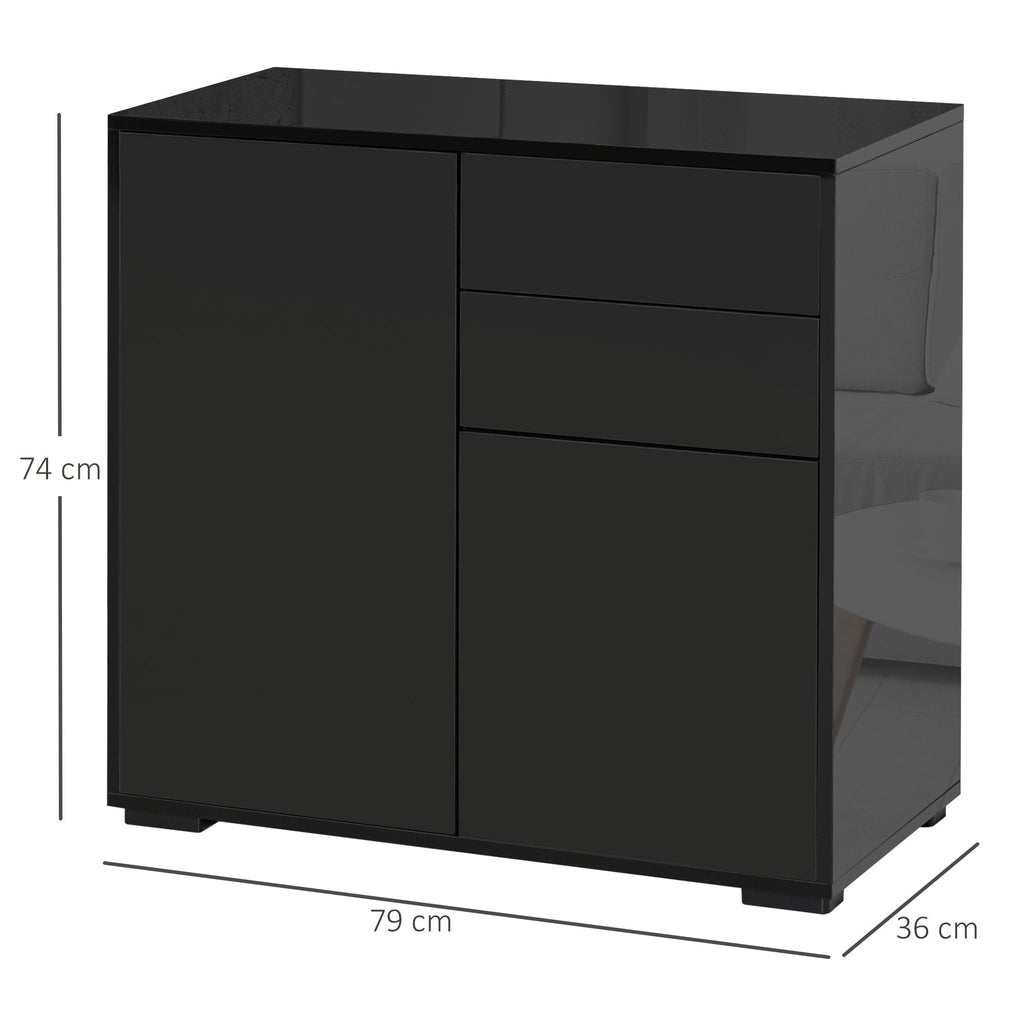 Multiuse cabinet with 2 drawers and 2 lockers, pressure opening, home and office furniture, 79x36x74cm - Borgè