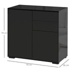 Multiuse cabinet with 2 drawers and 2 lockers, pressure opening, home and office furniture, 79x36x74cm - Borgè