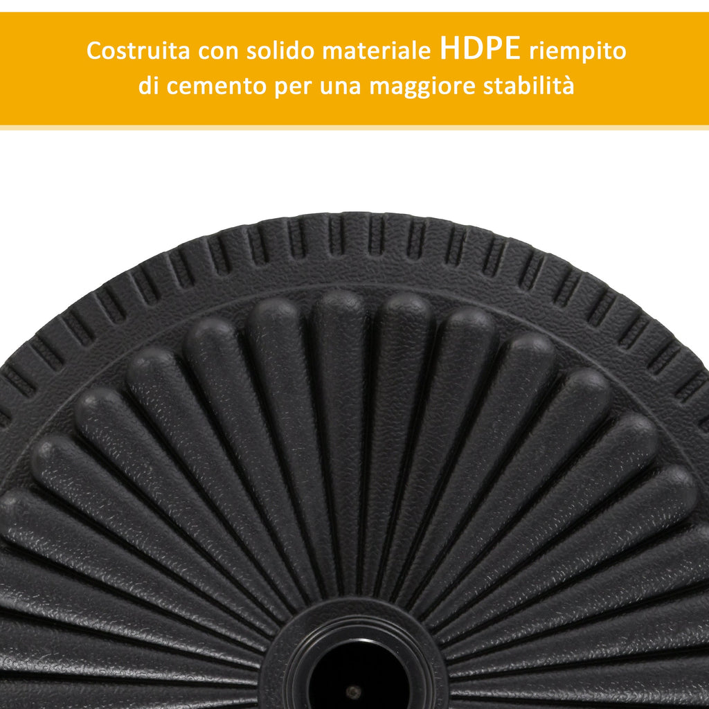 14kg HDPE Round Umbrella Base for Ф35-38-48mm Poles, Ø49x32A cm, Black - Borge' Group Limited