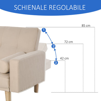 Sofa bed 3 seats with adjustable backrest on 3 beige levels - Borgè