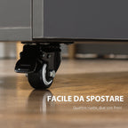 Homcom Folding table saving for 4 people max with 4 wheels, hidden shelf and locker with doors, 70x83x75 cm - Borgè