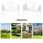 2-Seater Outdoor Bench, Romantic Style Iron Garden Bench 113.5 x 50 x 96cm White - Borge' Group Limited