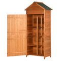 Outsunny Garden House Gate Wooden tools with 2 doors and 3 shelves, 84x52x188cm - Borgè