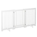 3 Panel Folding Dog Gate, Lockable Central Door, MDF Frame, 155x76cm White - Borge' Group Limited
