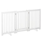 3 Panel Folding Dog Gate, Lockable Central Door, MDF Frame, 155x76cm White - Borge' Group Limited