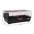 Pawhut cage for 2 doors rabbits with removable tray, in metal and plastic PP, 100x55x41 cm, black and silver - Borgè