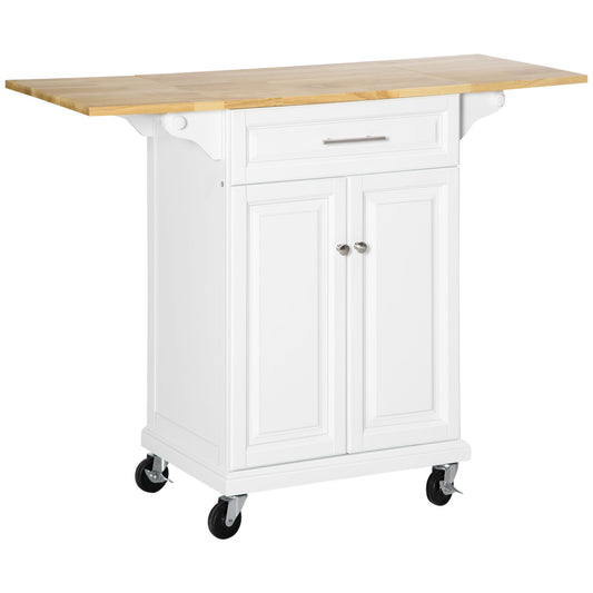 White Wood Expandable Kitchen Trolley - Borgè