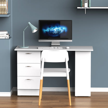 Homcom Modern desk with 3 drawers and shelves in white wooden wood 120x49x72cm