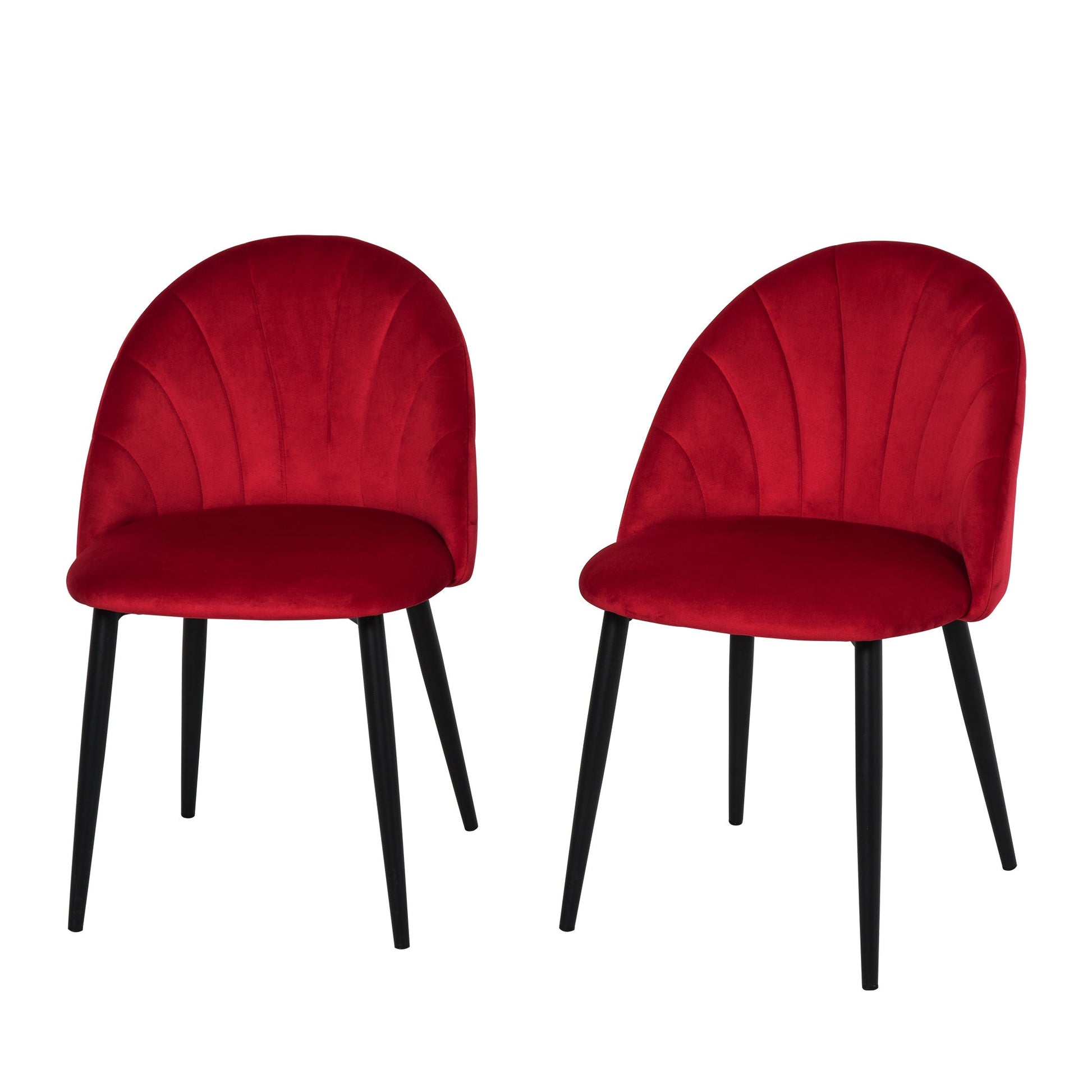 set 2 chairs for dining room padded with Nordic design in metal and red velvet - Borgè