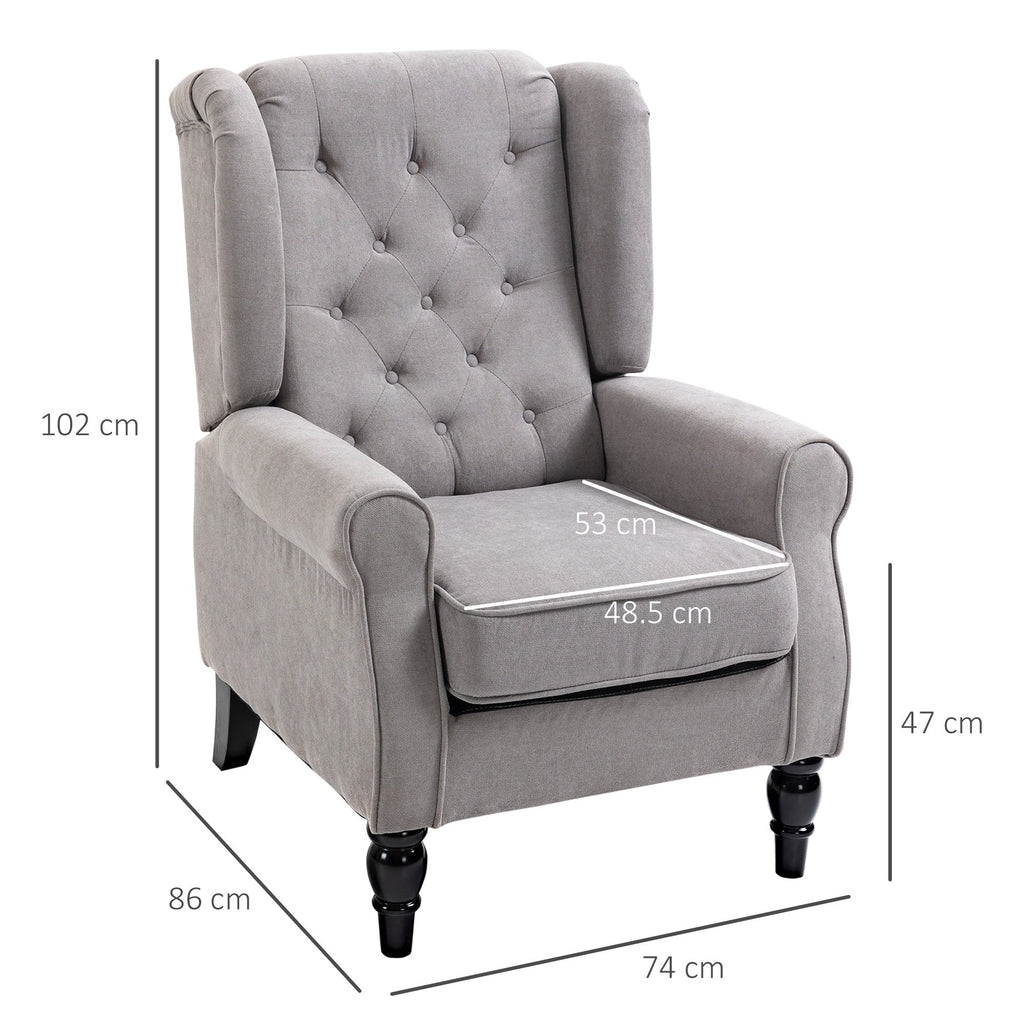 Grey Wooden Armchair and French -style removable cushions with large seat, coated legs - Borgè