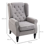 Grey Wooden Armchair and French -style removable cushions with large seat, coated legs - Borgè