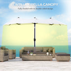 Double Tilting Garden Umbrella with Crank Opening, 295x152x222cm, White - Borge' Group Limited