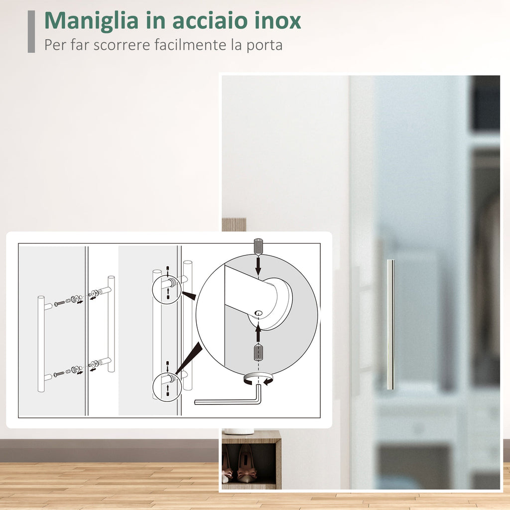 Sliding Worms satin glass with silent track, 77.5x205cm - Borgè