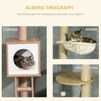 Height Adjustable Chipboard Cat Tree with Scratching Post, House, Hammock and Ball, 40x40x225-285 cm - Borge' Group Limited