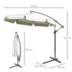 Garden Umbrella with Metal and Polyester Arm and Crank Opening, Ø2.7x2.7 m, Beige - Borge' Group Limited