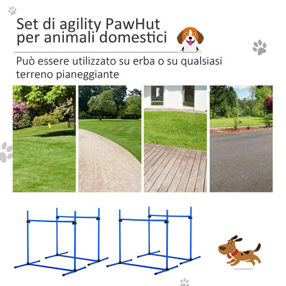 PAWHUT SET OF 4 OBSTACLES AGILITY DOG FOR DOG TRAINING AT ADVANTABLE HEIGHT WITH TRANSPORT BAG included, 99x65x94cm, Blue - Borgè