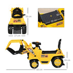 Children's Excavator 3-4 years with Pinza, button for sounds and storage space, 83x27x39 cm, yellow and black - Borgè