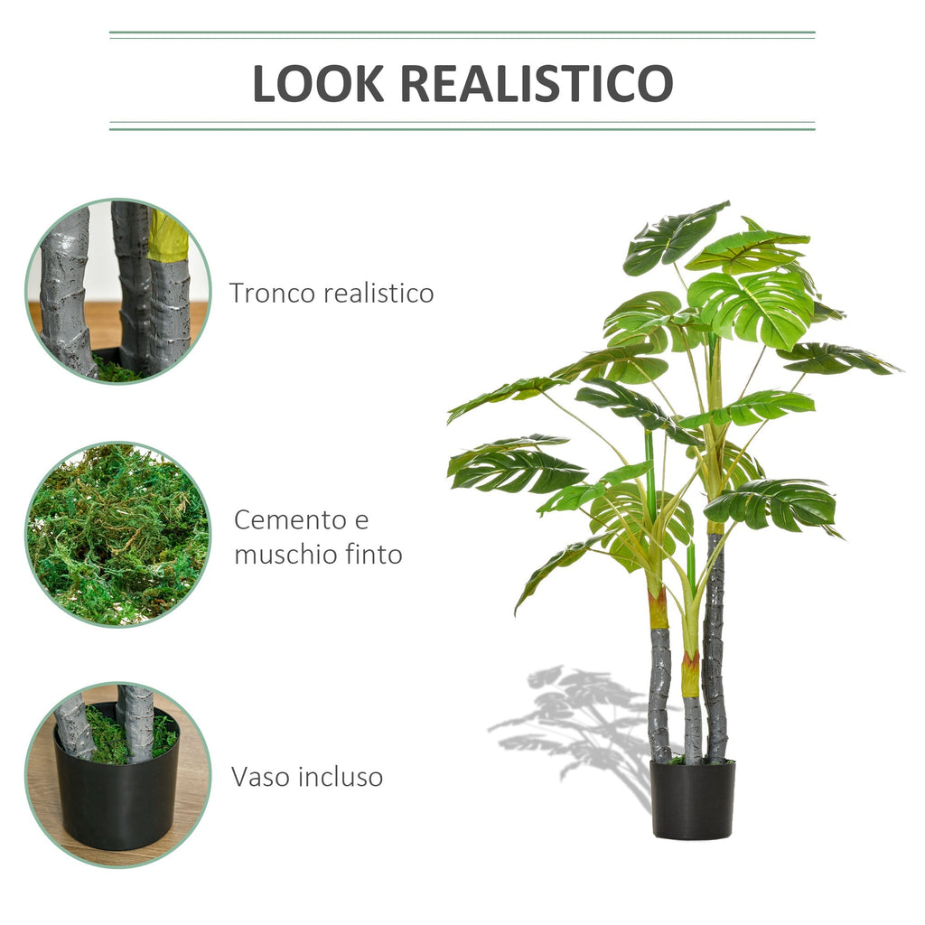 Monstera artificial plan for interior and outdoor, realistic fake plant with 20 leaves, 120cm - Borgè