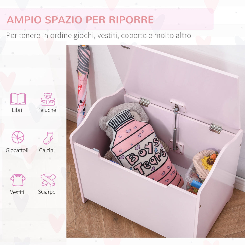 Store Bench Pink wooden bench with storage space for childrens room - Borgè