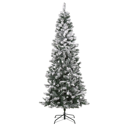 Christmas Tree | Artificial Christmas Tree 210 cm with 631 Realistic Plastic Branches, Snowy Christmas Tree with Foldable Metal Base, Christmas Decorations, Green - Borgè